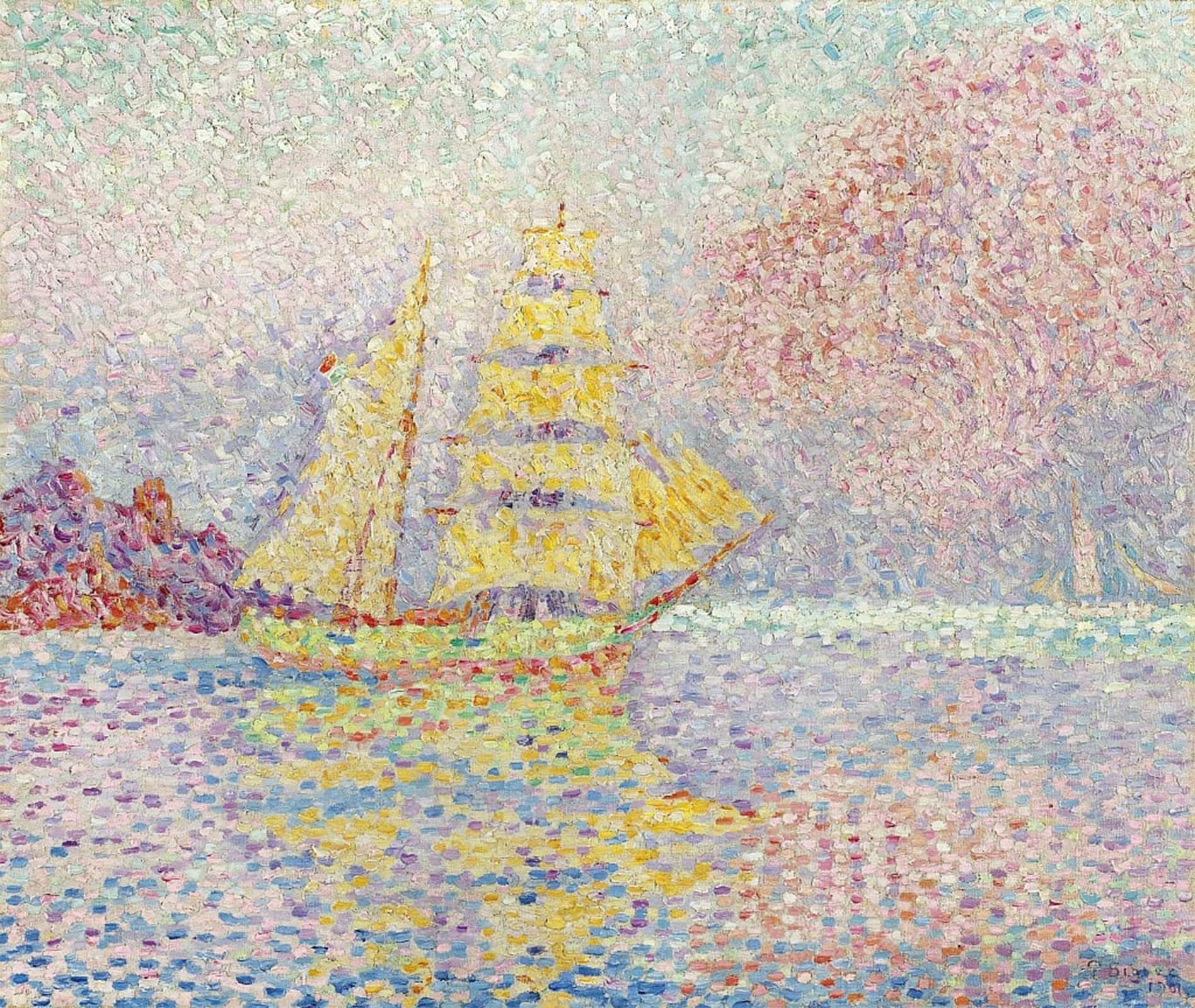 SERENDIPITP Retro Picture Poster Wall Art Pictures Painting Italian Brig At Agay by Paul Signac Wall Art Canvas Print for Wall Decor 60x90cm