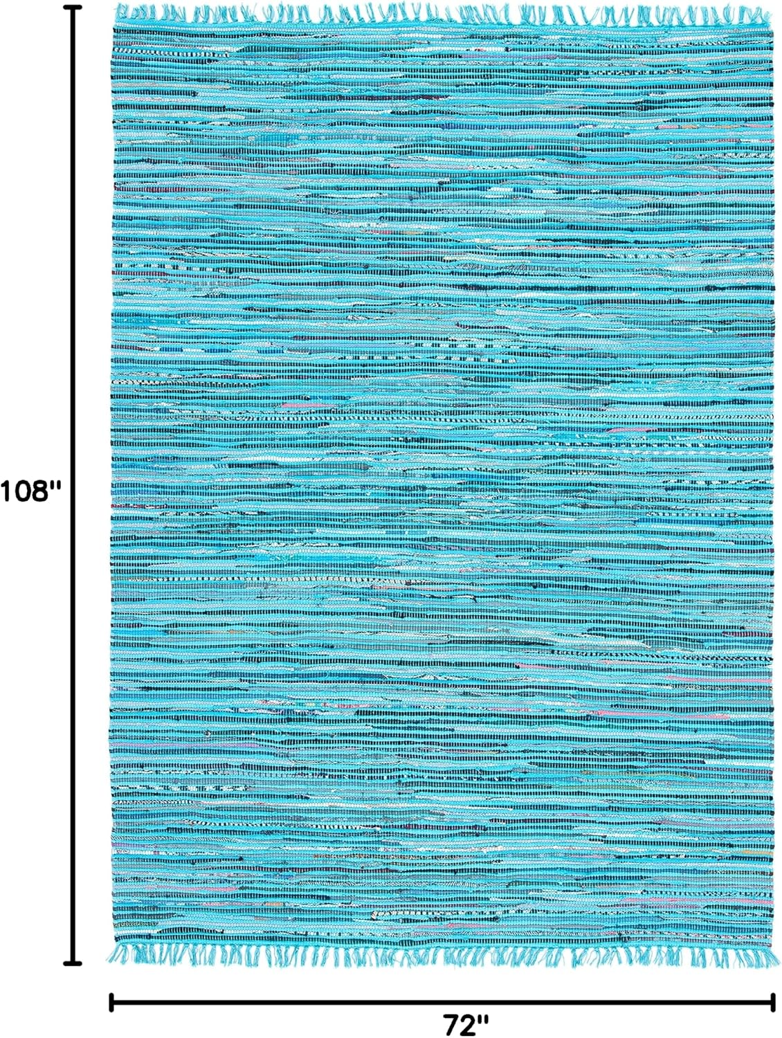 SAFAVIEH Rag Rug Collection Area Rug - 6' x 9', Turquoise & Multi, Handmade Boho Stripe Cotton, Ideal for High Traffic Areas in Living Room, Bedroom (RAR125C)