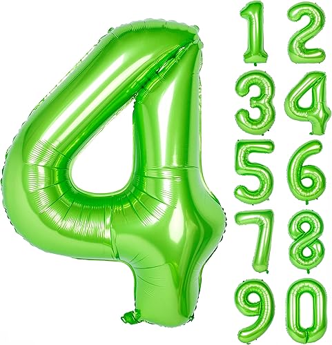 40 pulgadas verde números grandes decoraciones de fiesta de cumpleaños helio lámina Mylar gran número globo digital 4