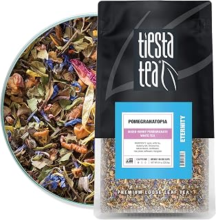 Tiesta Tea - Pomegranatopia, Mixed-Berry Pomegranate White Tea, Loose Leaf, Up to 200 Cups, Make Hot or Iced, Low Caffeine, 8 Ounce Resealable Bulk Pouch