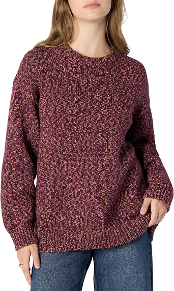 Amazon Essentials Womens Oversized-Fit Multi-Color Heavyweight Crewneck Sweater