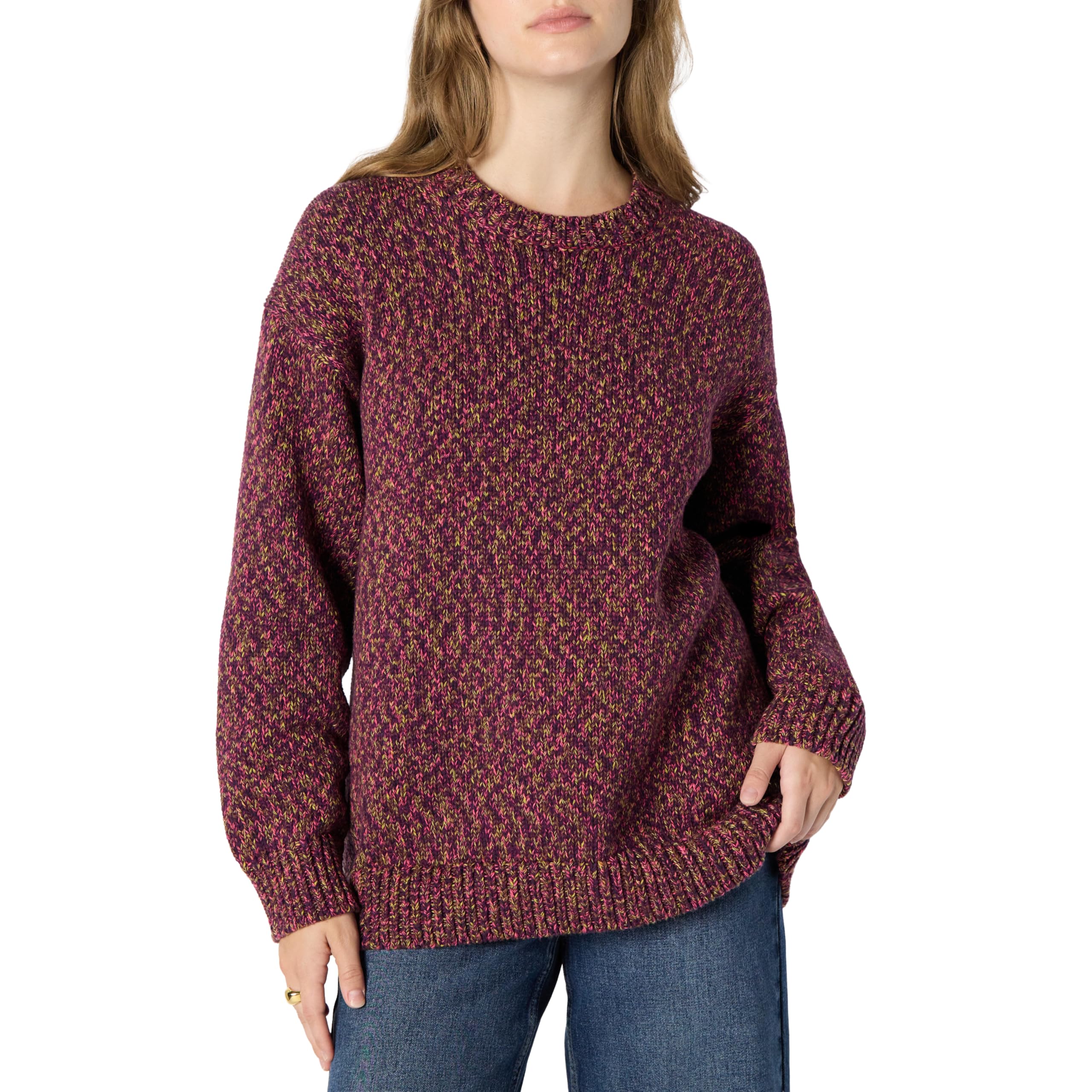 Amazon Essentials Demis Pick Womens Oversized-Fit Multi-Color Heavyweight Crewneck Sweater