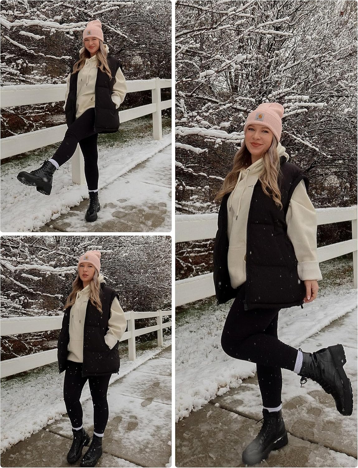 Huaqiao Women's Quilted Puffer Vest Stand Collar Sleeveless Coat Zipper Winter Gilet Jacket
