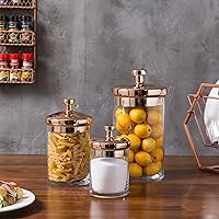 Vista 6 de MyGift Juego de tarros de vidrio tipo boticario para galletas con tapa de cobre - Recipientes decorativos para almacenamiento en cocina y baño