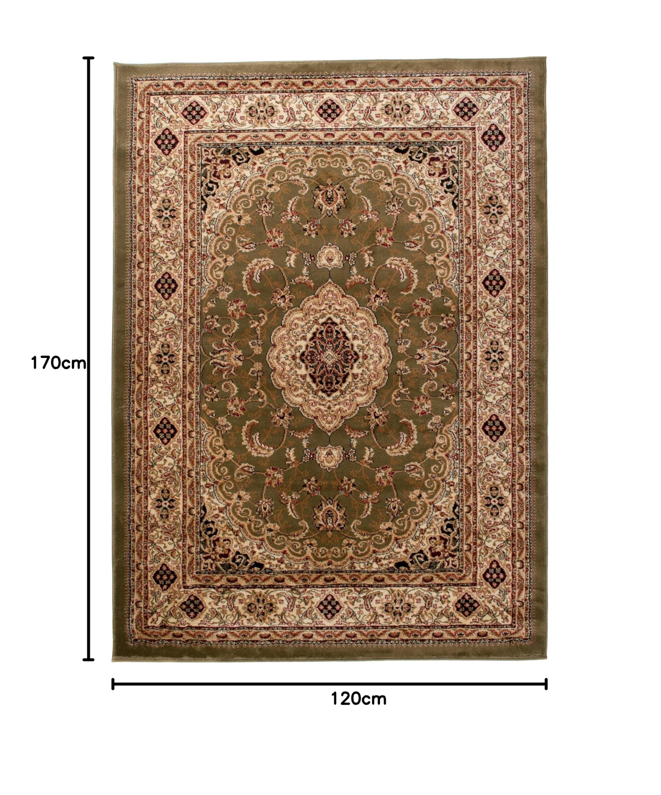 Mazovia Tapis Couloir 120x170cm Vert Classique Traditionnel Doux Élégant