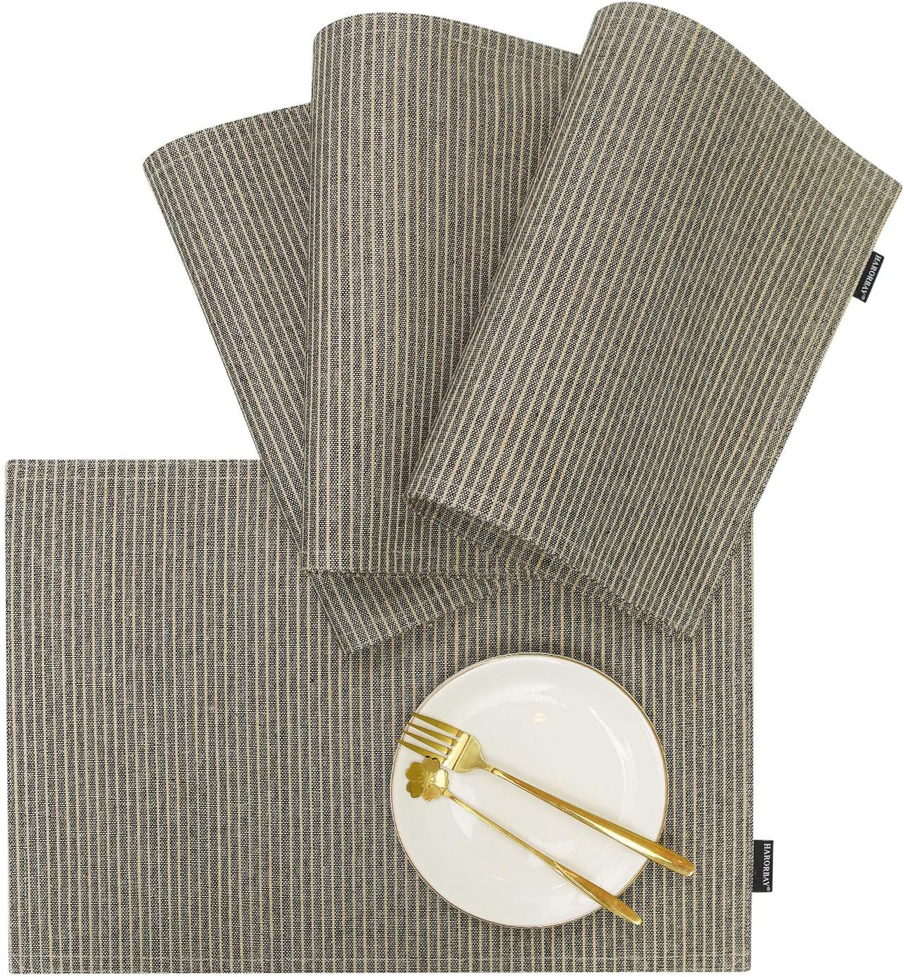 HARORBAY Farmhouse Placemats 13 x 19 Inch, Picnic Spring Fabric Table Mats, Place Mats Set of 4, Easy to Clean Heat-Resistant for Dining Table, Party，Picnic(Land)