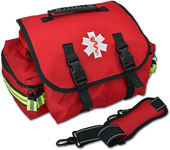 Lightning X Small Medic First Responder EMT Trauma Bag Stocked First Aid Trauma Fill Kit A (Red)