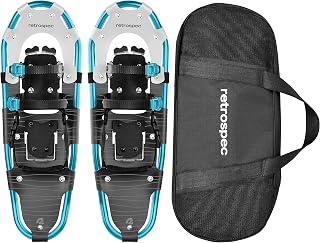 Retrospec Drifter Snowshoes Men Women - Lightweight Aluminum Frame, Double Ratchet Bindings, Heel Lifts, Carry Bag for All-Terrain Hiking