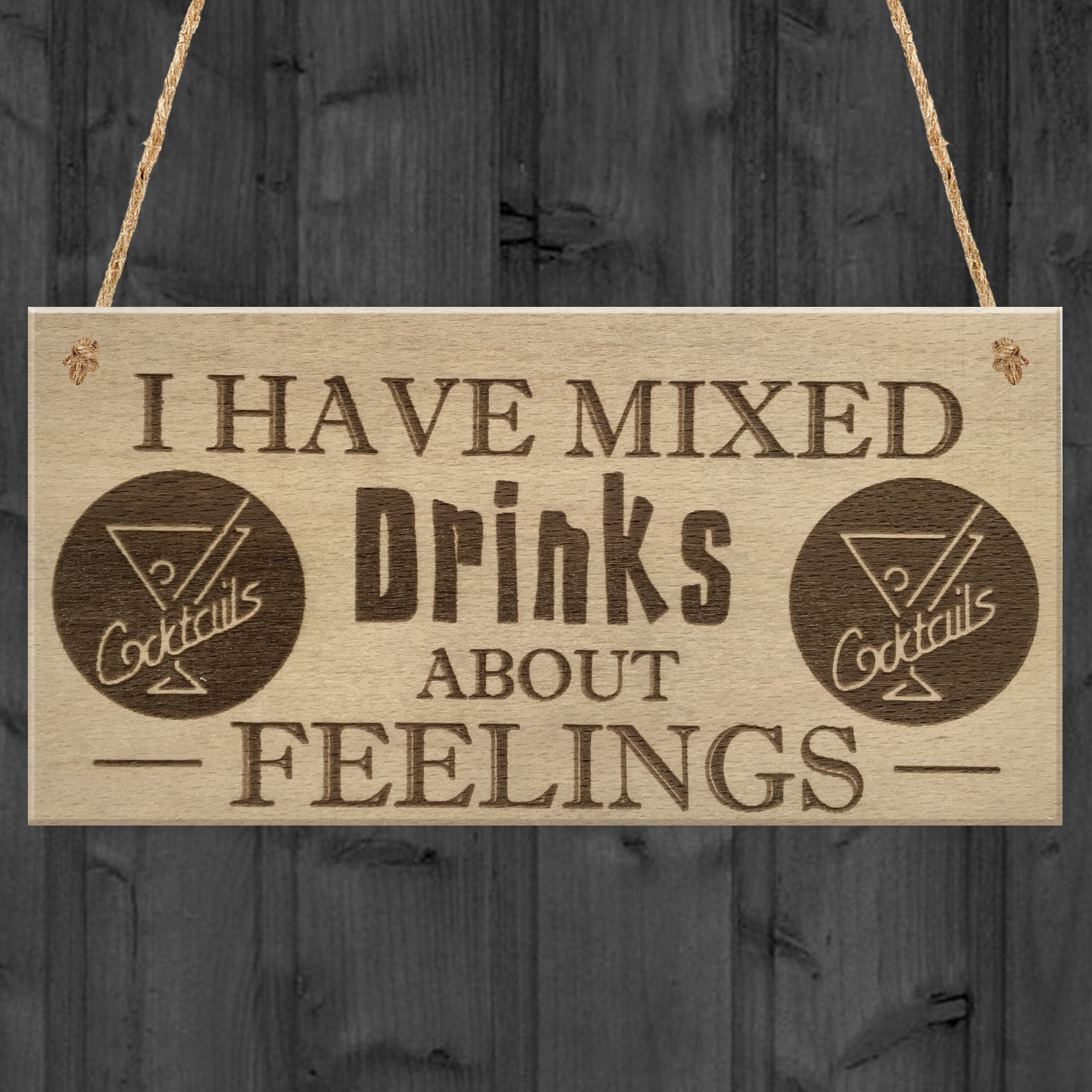Red Ocean Mixed Drinks Alcohol Wine Funny Friendship Gift Hanging Plaque Home Bar Pub Sign