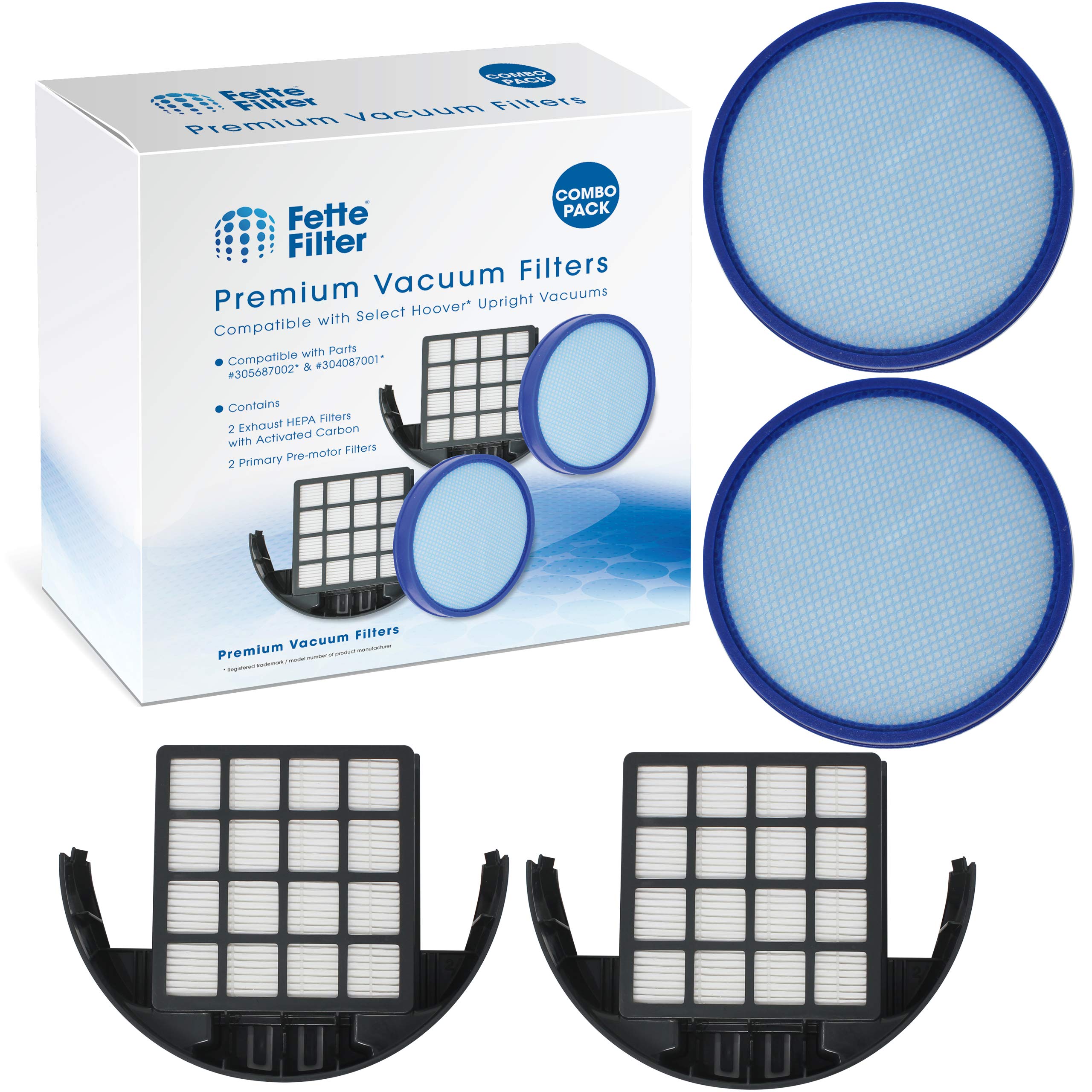 Fette Filter - Filter Sets Compatible with Hoover Windtunnel Models UH72630PC, UH72635, UH72600W, UH72630, UH72615, UH72600, UH70831, UH72630 Part # 304087001 & 305687002 (2Sets)