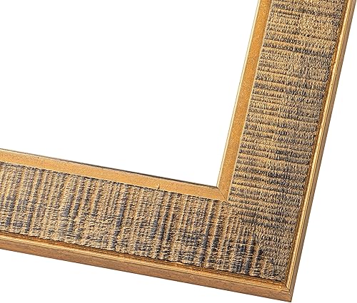 Miniatura 4 de Marco de fotos Sonoma de madera maciza envejecida color negro y dorado de 33 x 33 pulgadas, ancho de moldeo de 1.625 pulgadas, con plexiglás