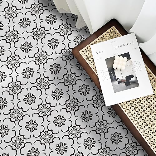 Miniatura 10 de Alwayspon Suelo de vinilo, retro rosa oscuro autoadhesivo adhesivo en azulejos de transferencia para baño, cocina, salpicaduras, azulejos de vinilo