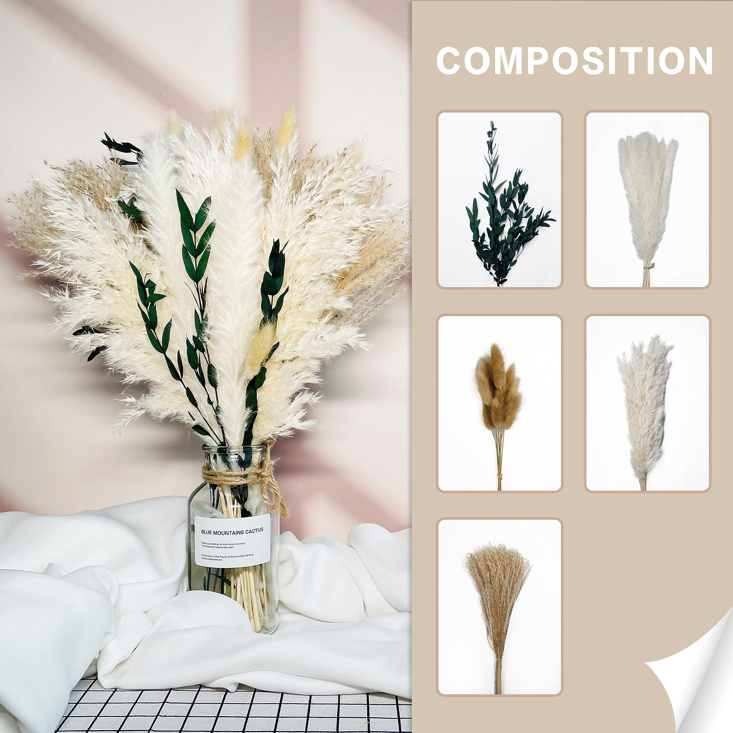 Natürliche Pampasgras Deko - 49 Stück Trockenblumen Für Boho Einrichtung