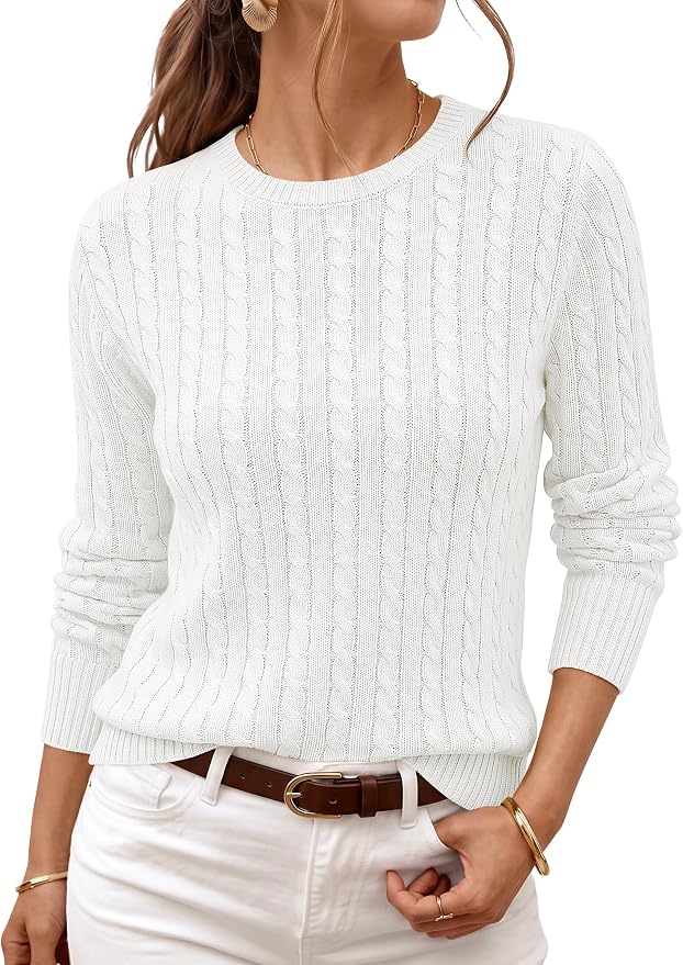 White Cable Knit Sweater