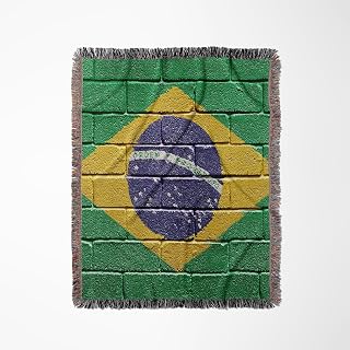 3dRose National Flag of Brazil Painted onto a Brick Wall Brazilian Woven Blanket