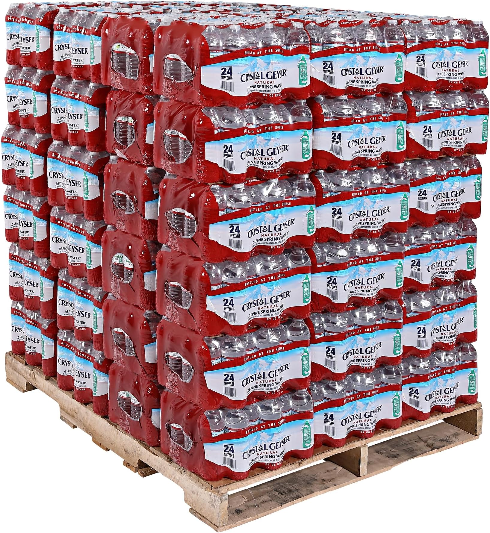 Crystal Geyser Pallet Of 84 Cases, Of Alpine 100% Natural Spring Water, 24 16.9oz bottles per Case, Bottled at The Source