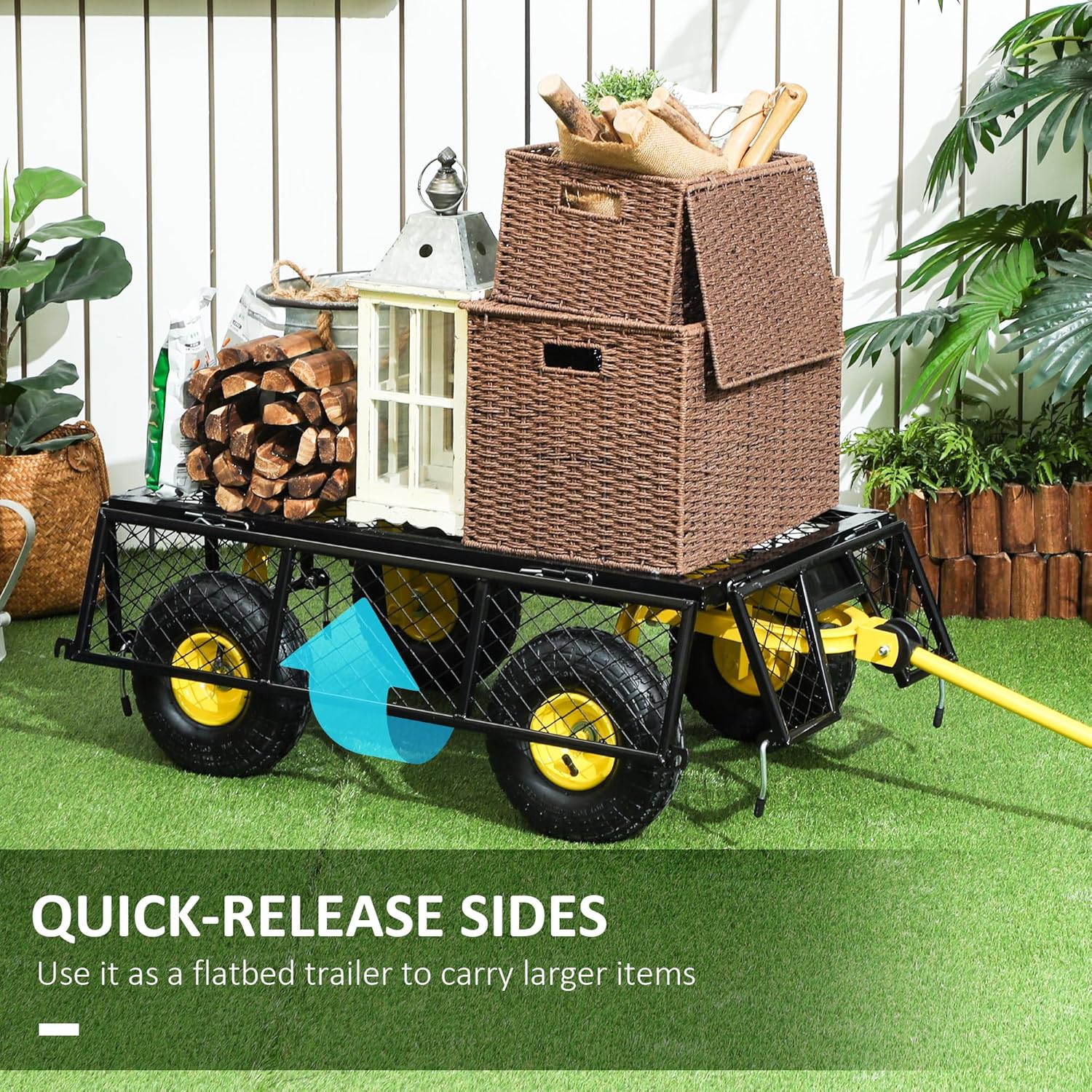 Garden Cart with Quick-Release Sides Down