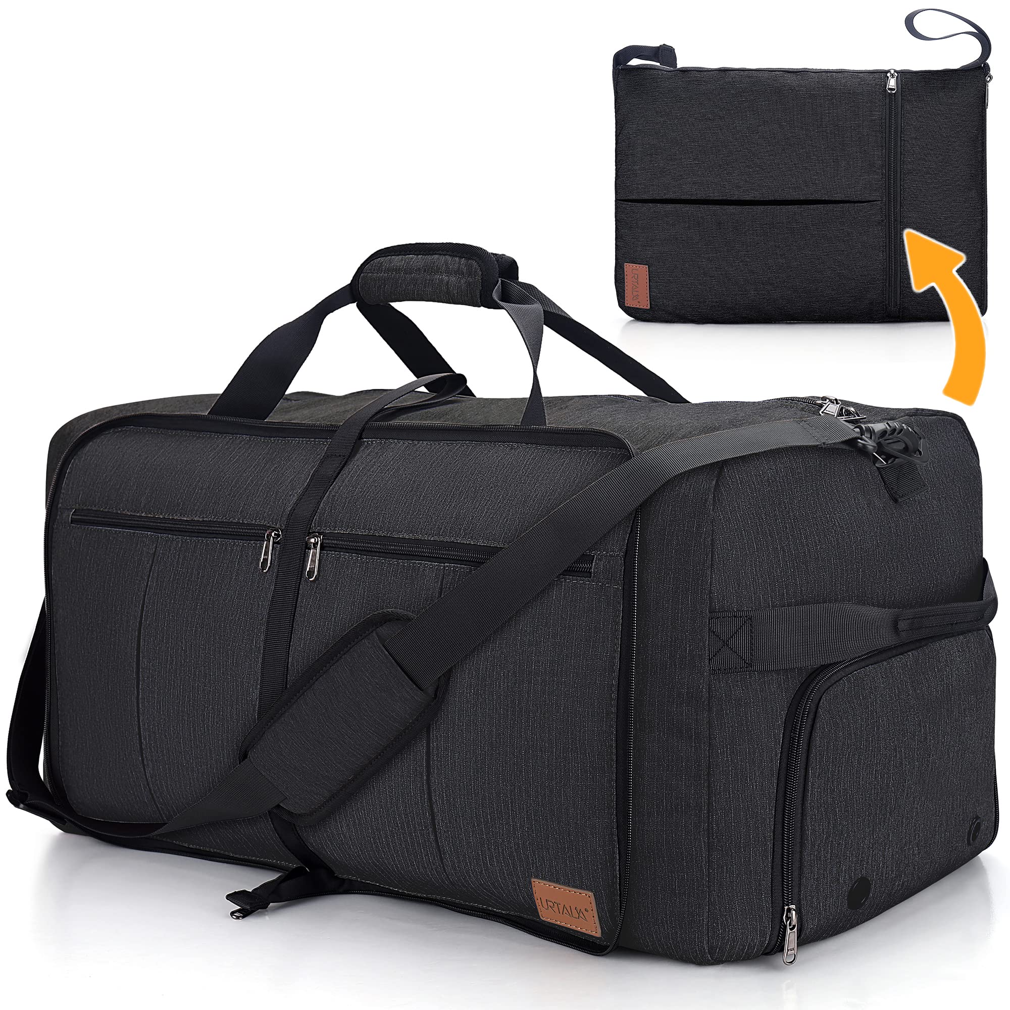 Urtala Faltbare Reisetasche für Herren & Damen, 120L Groß Weekender Übernachtungstasche mit Schuhfach, wasserdichte Handgepäck Tasche/Sporttasche