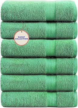 KAHAF COLLECTION 100% Cotton Bath Towels, 24x48 Pack of 6 Towels, Quick Dry, Highly Absorbent, Soft Feel Towel, Gym, Spa, Bathroom, Shower, Pool, Luxury Soft Towels Light Green, 24x48-6 Pack