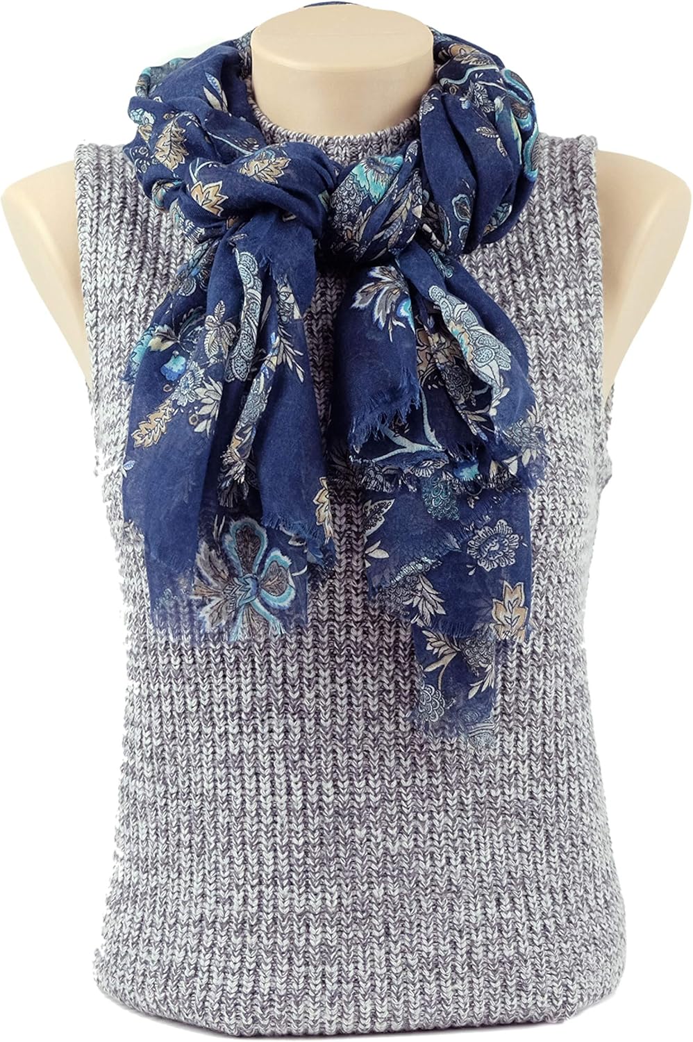 Lightweight Scarfs for Women Boho Floral Flower Chic Fall Winter Fashion Wrap (MS03-B) - Image 3