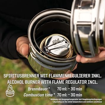 Esbit ESCS985ST0 Outdoor Stainless Steel Cookware Set, 32.8 fl oz 985 ml, Alcohol Burner