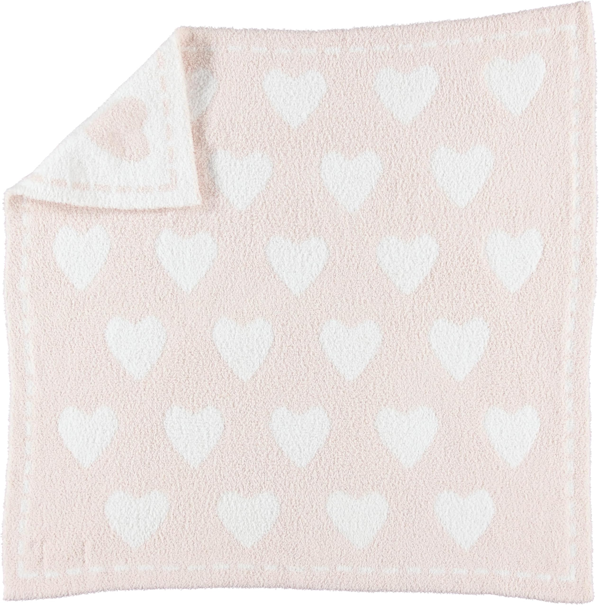 Barefoot Dreamsยฎ CozyChicยฎ Dream Receiving Blanket, Pink-White Hearts, 30"x30"