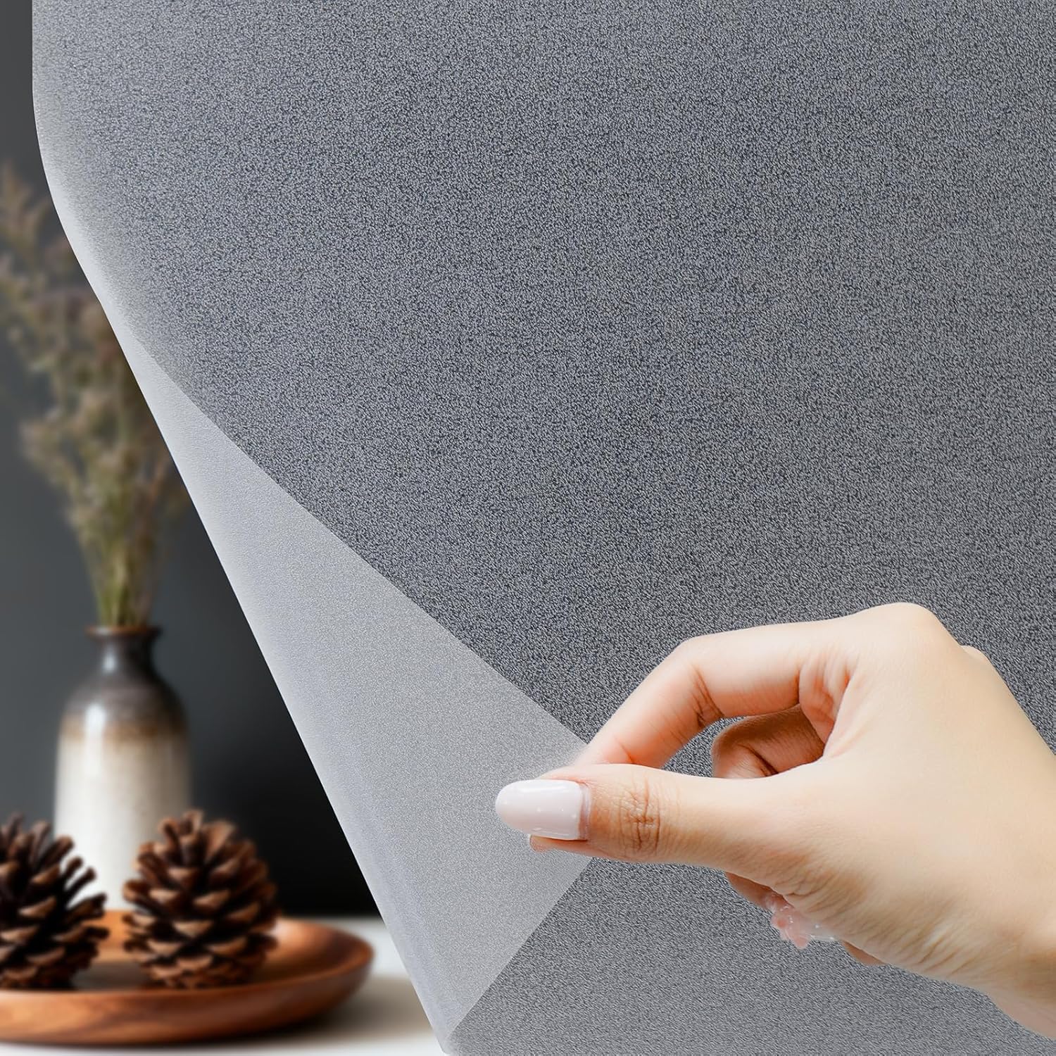 DERZGAO Frosted Window Film, Removable Glass Door Privacy Film, Suitable for Bathrooms, Offices, Static Cling Decorative Film, Reusable Window Stickers (Pure, 45.2X78.7 Inch)