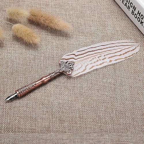 Miniatura 8 de Juego de bolígrafo y tinta con espiral recargable, caja de regalo, pluma estilográfica antigua diaria para niños, cuaderno de cuero retro