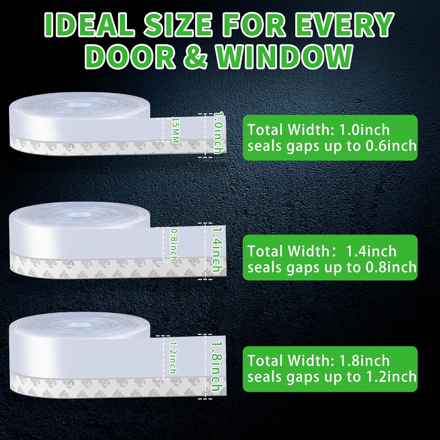 Updated Weather Stripping Door Seal, Door Draft Stopper Silicone Seal Strip for House and Glass Shower Doors for Windows Gaps of Collision and Side, Window Insulation for Winter