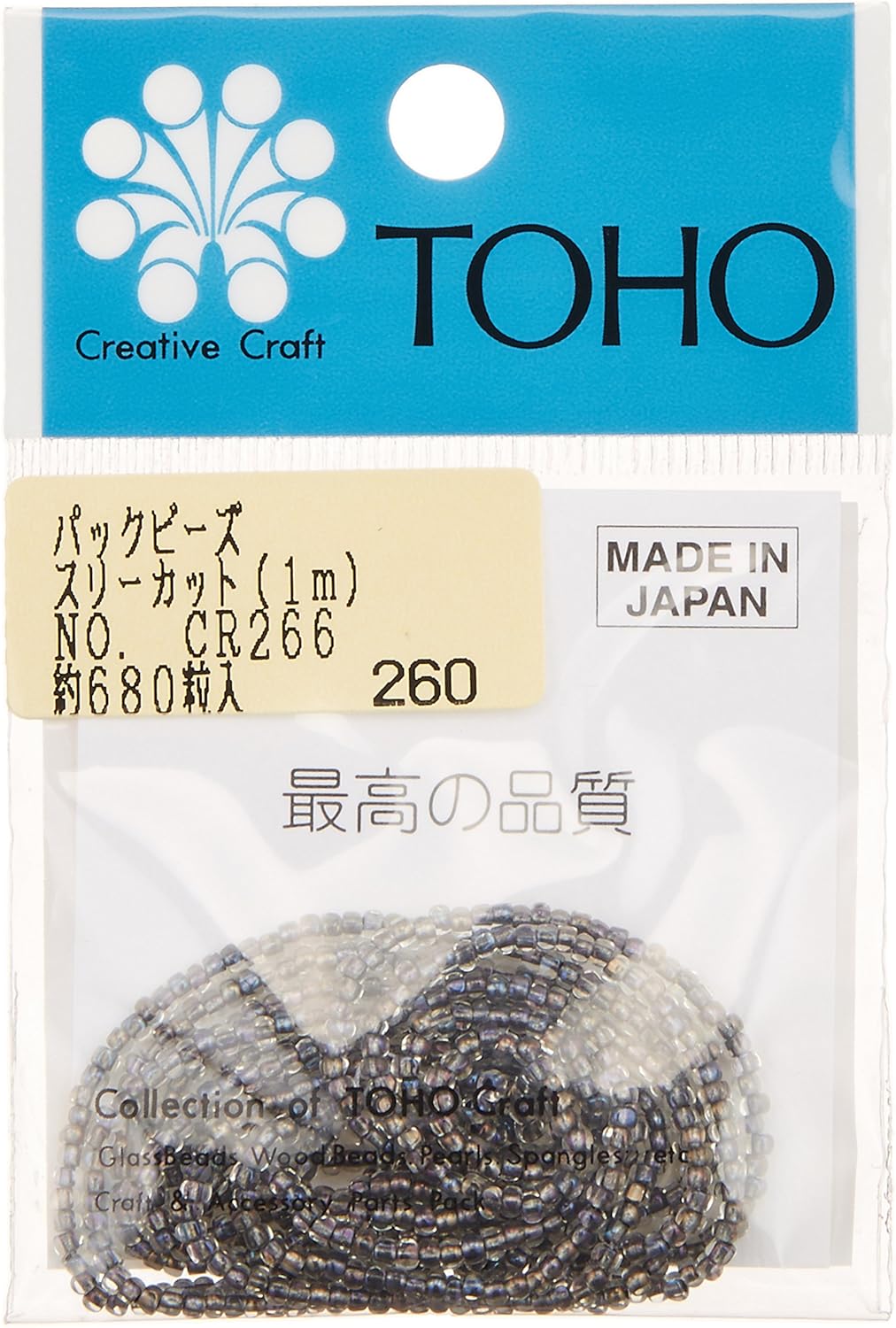 TOHO CR-266 Three Cut Beads, Thread Threading Beads, Outer Diameter Approx. 0.09 inches (2.2 mm), 3.3 ft (1 m)