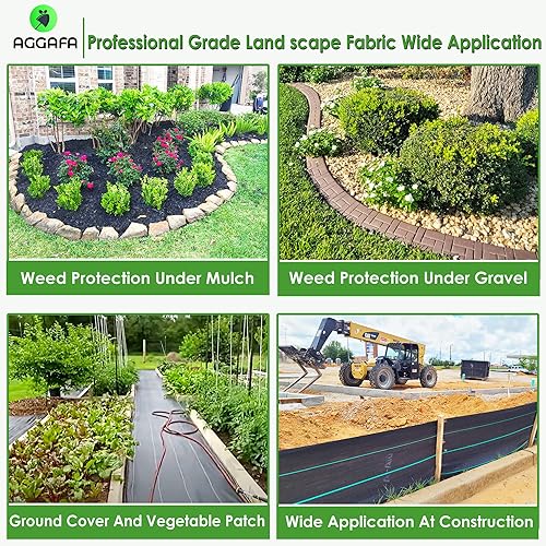 Miniatura 7 de AGGAFA Tela de barrera de malezas resistente de alta calidad de 3 x 50 pies para paisajismo, agricultura, jardinería y agricultura. Tejido duradero