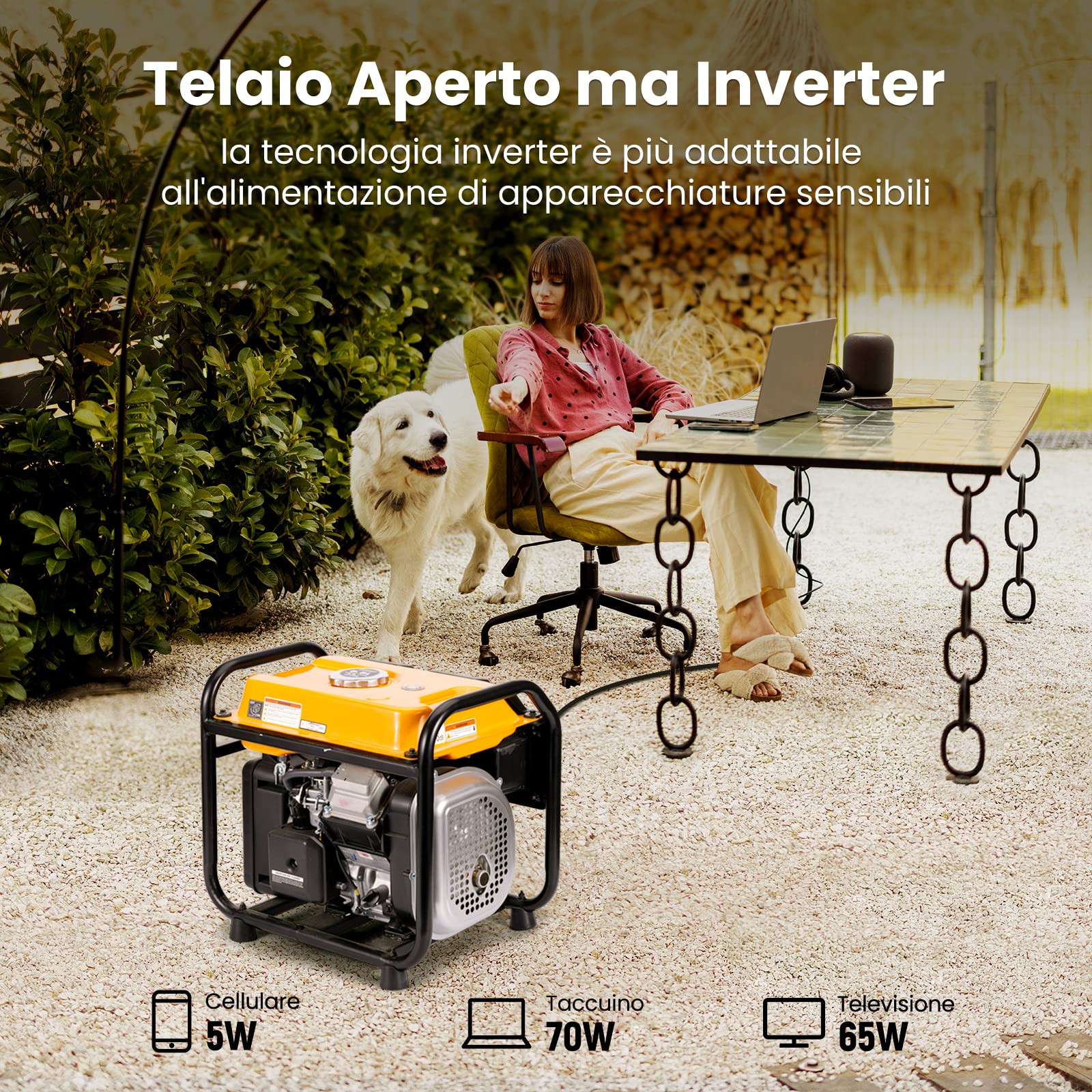 maXpeedingrods Generatore di Corrente Inverter 3200W Benzina 4 Tempi | con 2 Prese da 230 V Silenzioso e Leggero con Funzione Parallela come Unità di Emergenza per Garage Officina Cantiere