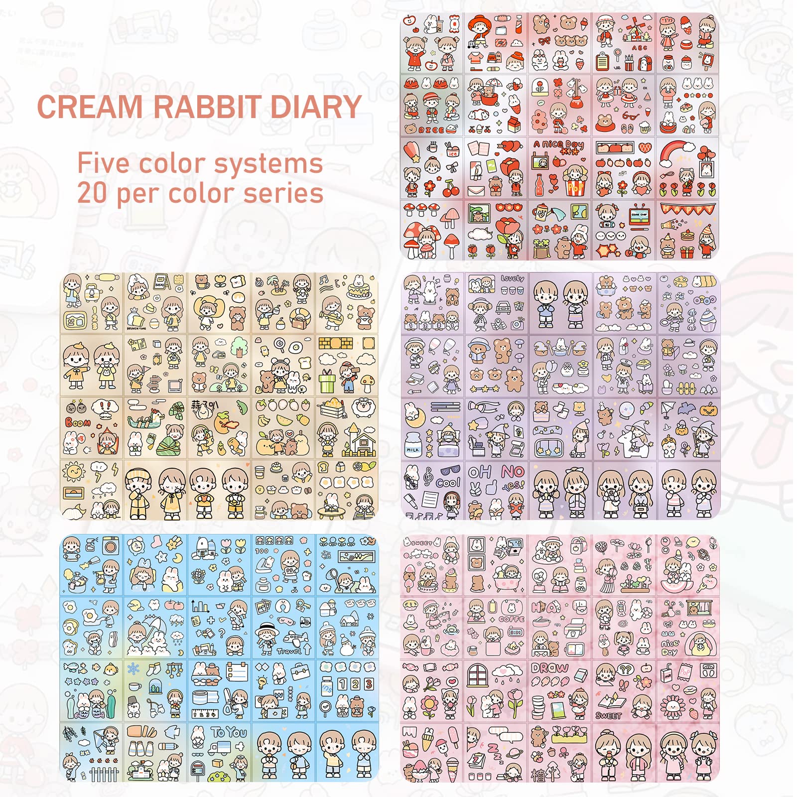 Dingfeng Cute Kawaii Stickers, 100pcs Clear Cartoon Girl Stickers, Pink, Waterproof, Perfect for Scrapbook Laptop, Notebook & More - Image 3