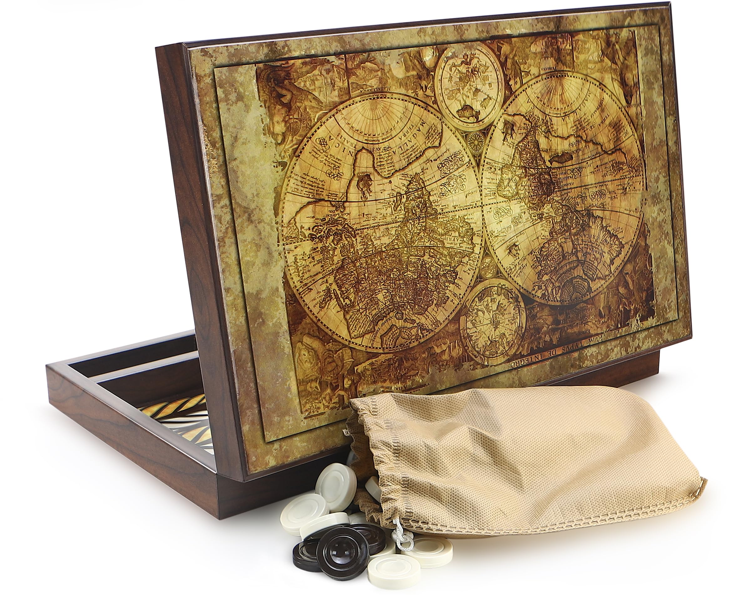 Trendy Backgammon Antique Map/Antyczny Świat Backgammon Tavla XL