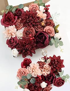LaVie Home Artificial Flowers for DIY Wedding Bouquets Centerpieces Arrangements, Fake Flowers with Stems, Silk Flowers fo...