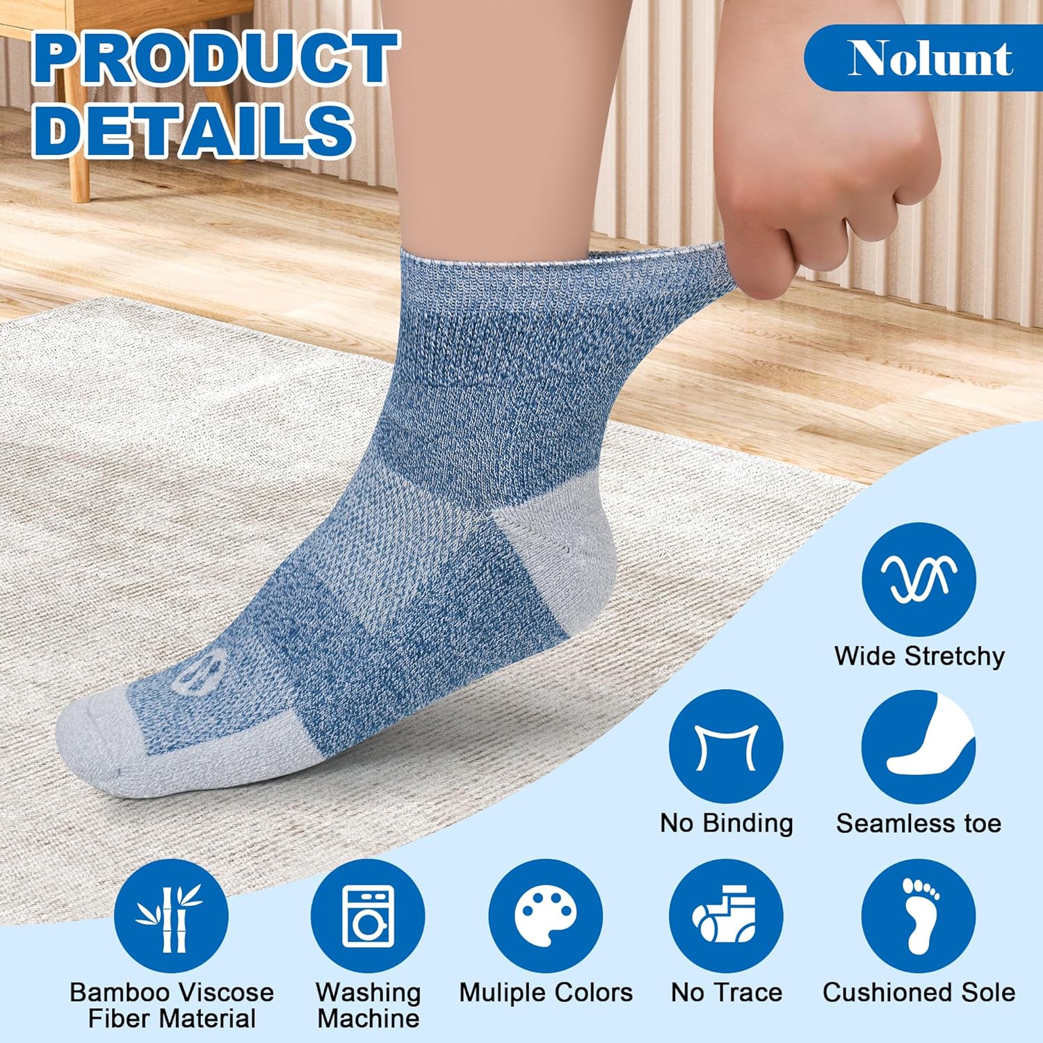 Diabetic Socks for Men,4 Pairs Ankle Diabetic Neuropathy Socks for Men Size 9-11/10-13/13-15. - Image 3