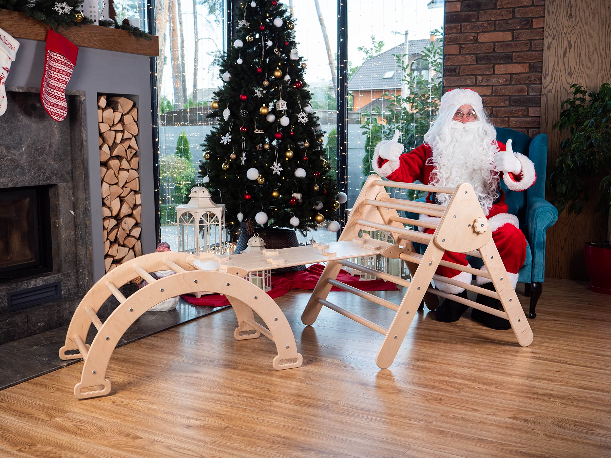 Buy WoodandHearts Montessori Climbing Set Foldable Triangle Climber with Slide, Ramp, Arch