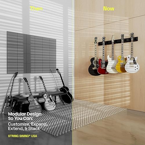 Vista 22 de String Swing Estante de pared para guitarra, soporte de pared para guitarra múltiple, organizador de guitarra para guitarras acústicas y eléctricas