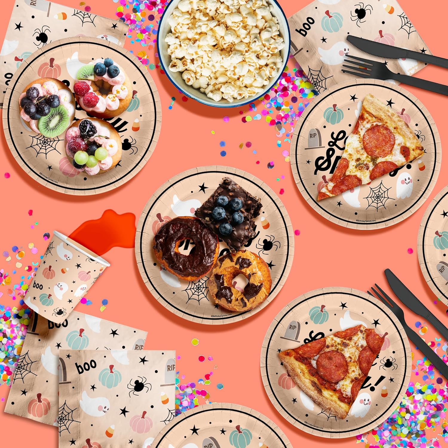 Spooky One 1st Birthday Party Supplies - 64 Piece Halloween First Birthday Tableware Set Includes Large 9" Dinner Plates and 8" Dessert Paper Plates Napkins Cups - Kit for 16 - Image 7