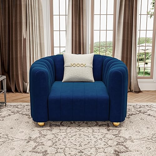 Miniatura 17 de KEAI - Sofá de terciopelo de 83.46 pulgadas para sala de estar, sofá grande y moderno con patas de esfera de metal dorado, tapizado para oficina,