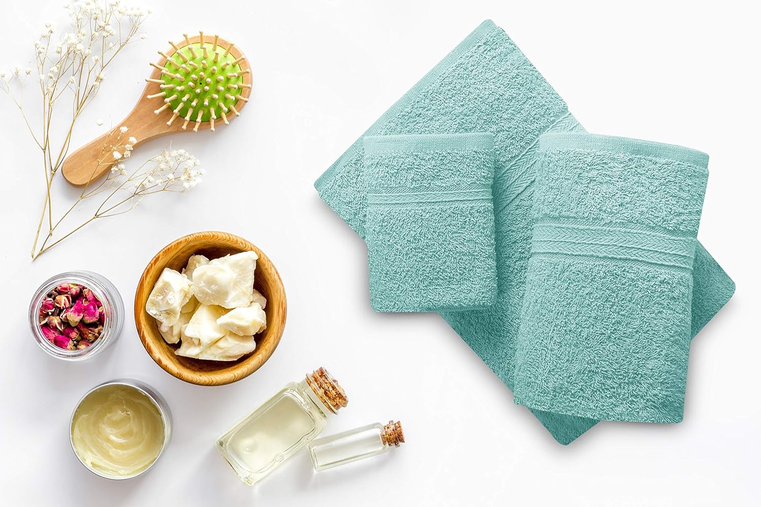 Beauty Threadz - 2 Bath Towels, 2 Hand Towels, & 4 Washcloths 100% Ringspun Cotton Hotel & Spa Quality 8 Piece Towel Set Ultra Soft & Fade Resistant Pack of 8 Cotton Towel Set 400 GSM (Ice Blue)