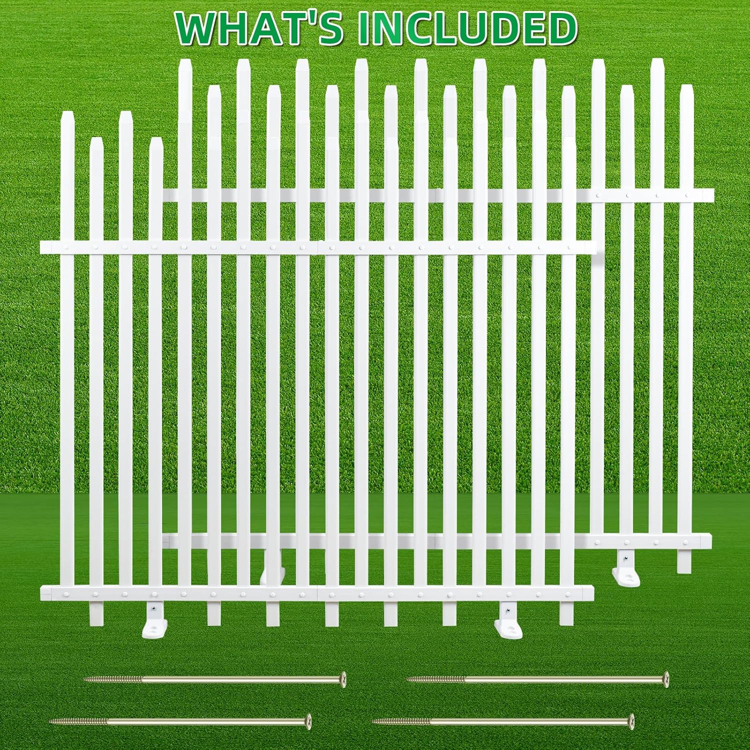 Vinyl Fence Panel 80''Wx39''H Lightweight Portable Fence Kit, White Decorative Fence for Outdoor Garden Yard, Weather-Resistant & Low Maintenance, DIY for Porch Patio Pool Backyard