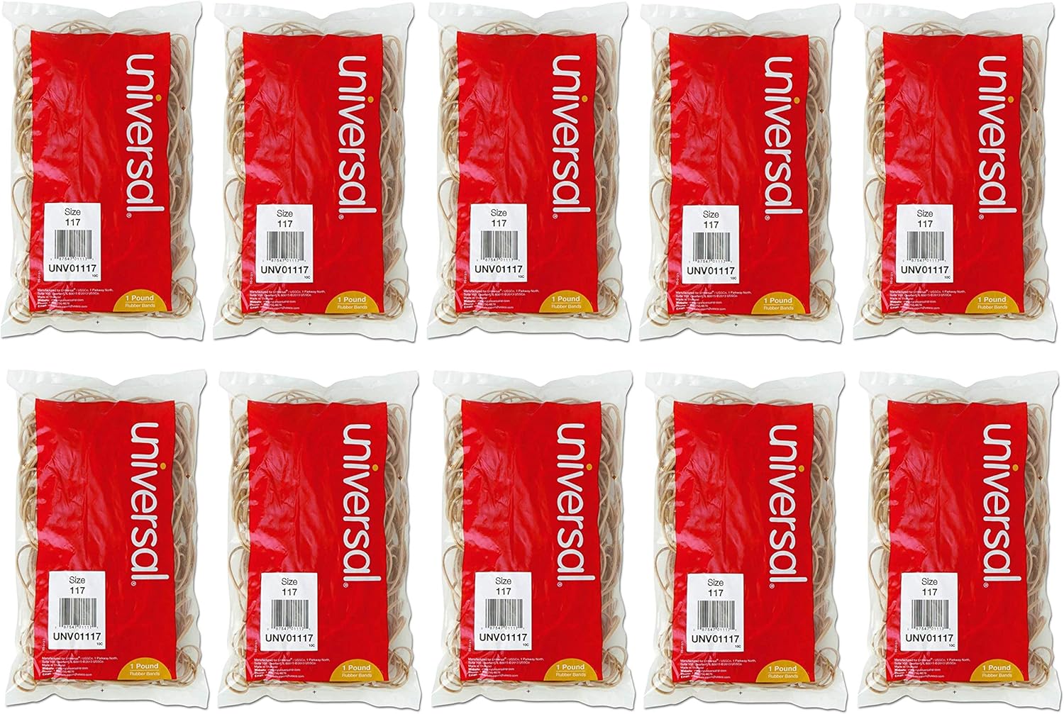 Rubber Bands, Size 117, 7 x 1/8, 210 Bands/1lb Pack, 10 Pack Amazon