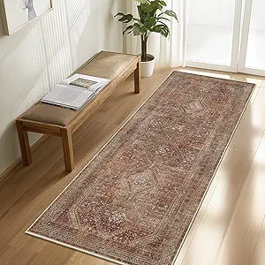 GENIMO 2x10 Non Slip Hallway Runner Rug, Machine Washable, Thin & Low Pile Lightweight for Kitchen, Laundry, Entryway, Bedroom & Living Room, Red