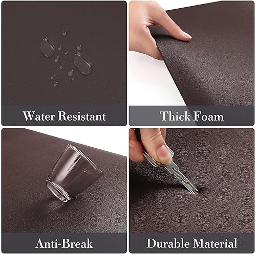 Miniatura 140 de HappyTrends Tapete de cocina [2 piezas] acolchado, cómodo, antifatiga, impermeable, antideslizante, tapete de espuma ergonómica gruesa y perfecta