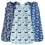 Unnivoll Baby Sleep Sack 12-18 Months 0.5 Tog Wearable Blanket Baby, 3 Pack 100% Cotton Lightweight Sleeping Sack with 2-Way Zipper for Infant Toddler Shark