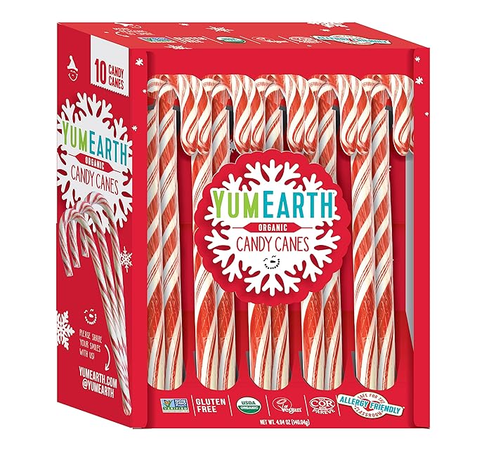 YumEarth Organic Candy Canes, Full Size, 10 Canes Per Pack
