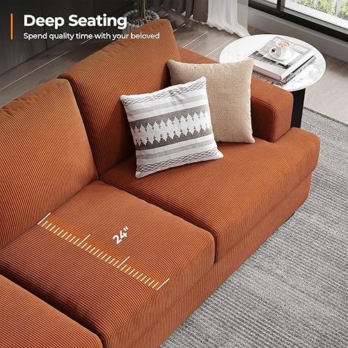 Miniatura 4 de Sofá de 89 pulgadas con asientos extra profundos de gran tamaño, sofá de 3 plazas para sala de estar, sofá y sofá modernos, cómodos reposabrazos y