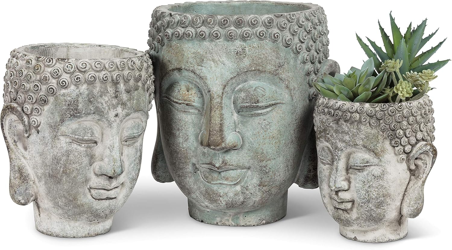 Abbott Collection 27-DHARMA/350 SM Small Buddha Head Planter, Grey (5.5" H)