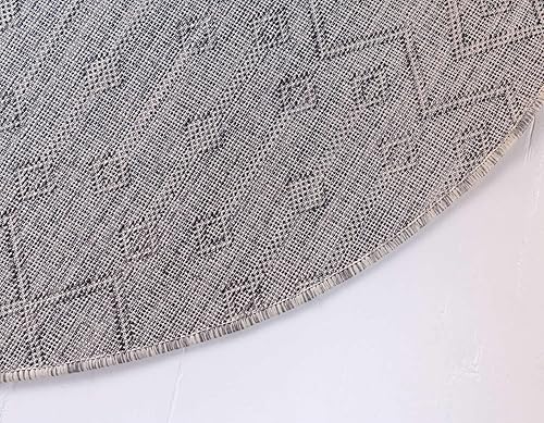 Vista 64 de Unique Loom Alfombra Colección enrejado Marroquí Celosía Transicional Interior y Exterior, Polipropileno Gris carbón/natural